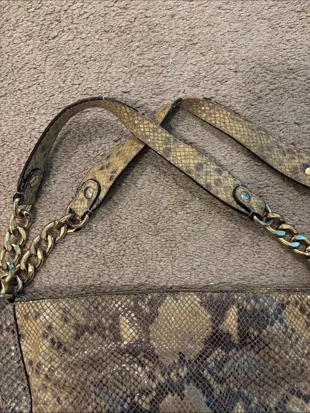 Michael Kors Brown Snake-Print Shoulder Tote
